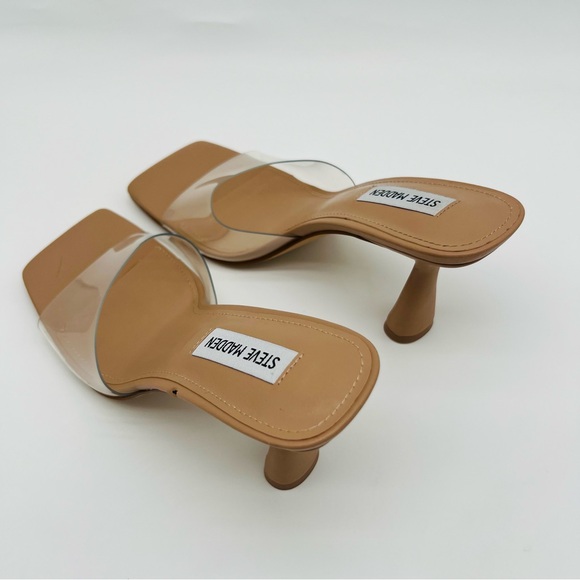 STEVE MADDEN Women's Elated Slide Sandal Tan Lucite - Picture 9 of 11